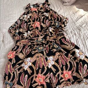 NWT Christian Siriano Black and Pink Floral ROMPER